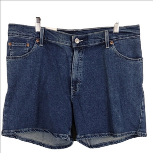 Levis 555 Stretch Red Tab Blue Medium Wash Five Pocket Zip Up Casual Jean Short